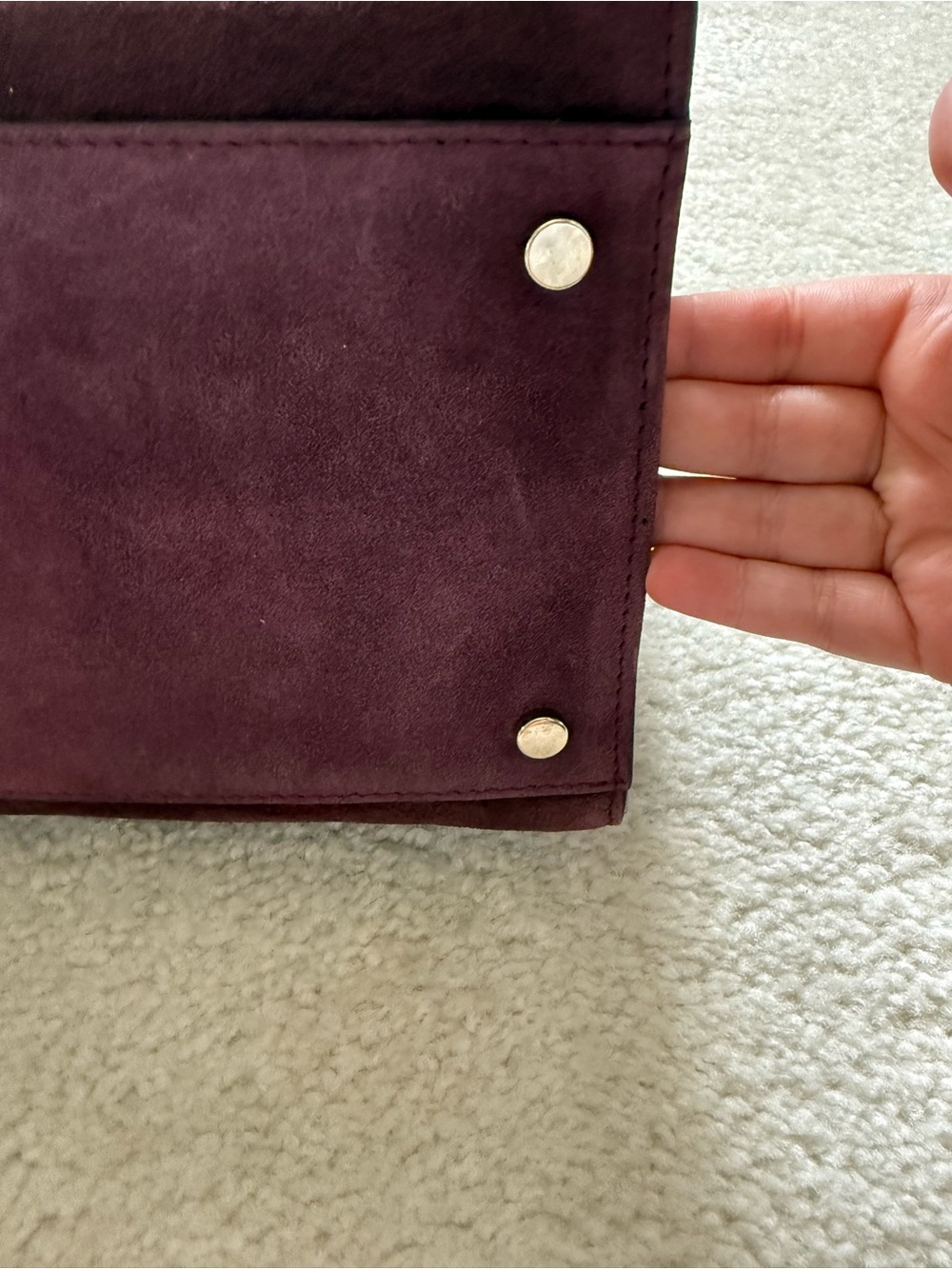 NWT CLAUDIA FIRENZE Suede Handbag East/West Style Burgundy/ Deep Wine - Picture 6 of 13